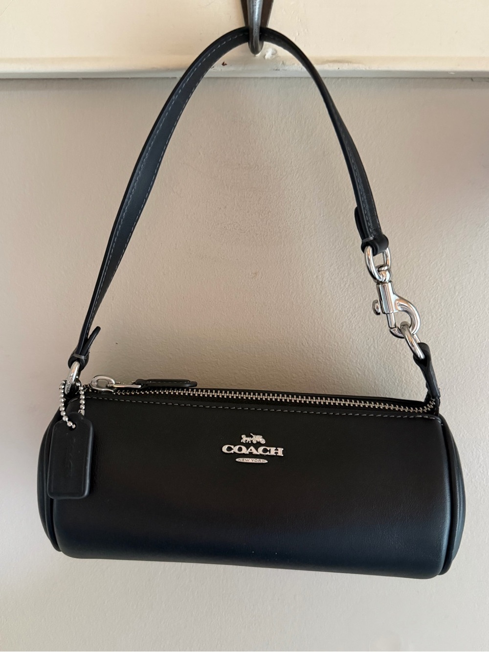 Coach Black barrel bag with Silver Hardware